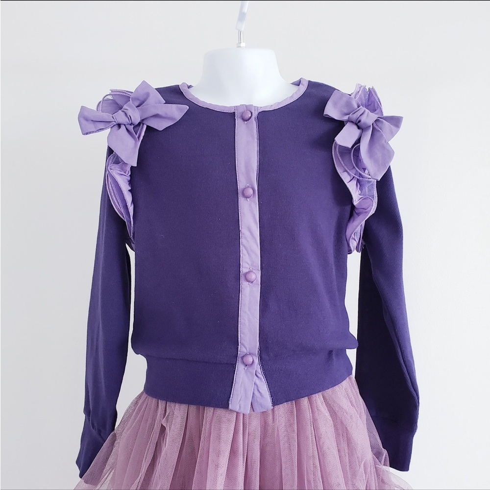 #298 Brand new girl Purple Kids Cardigan with Bow